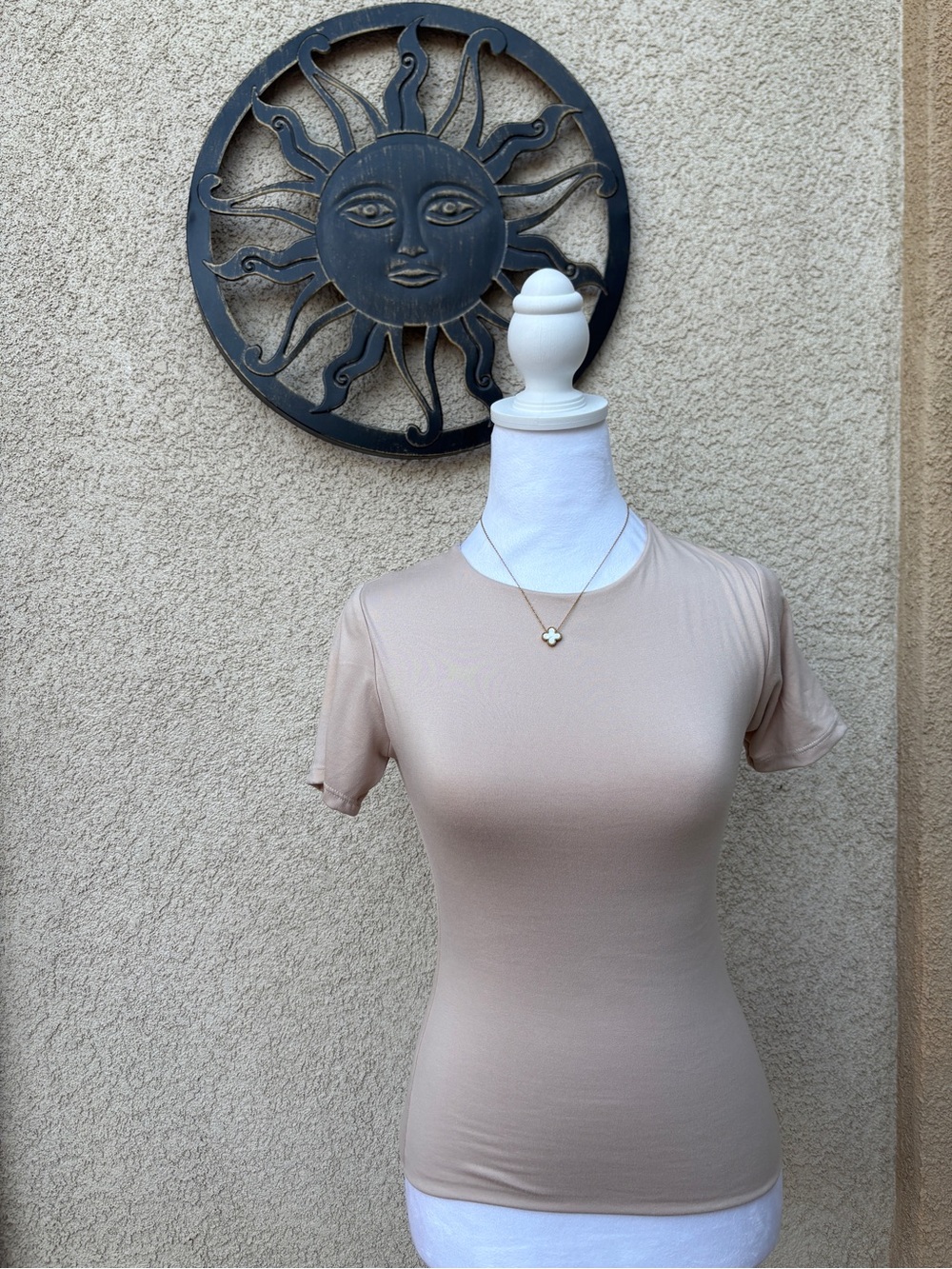 Jova Tan Buttery Soft Crewneck Short Sleeve Top Basics Everyday Casual